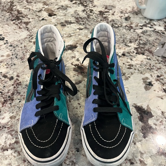 Vans Blue and Green High-Top Sneakers - Picture 4 of 8